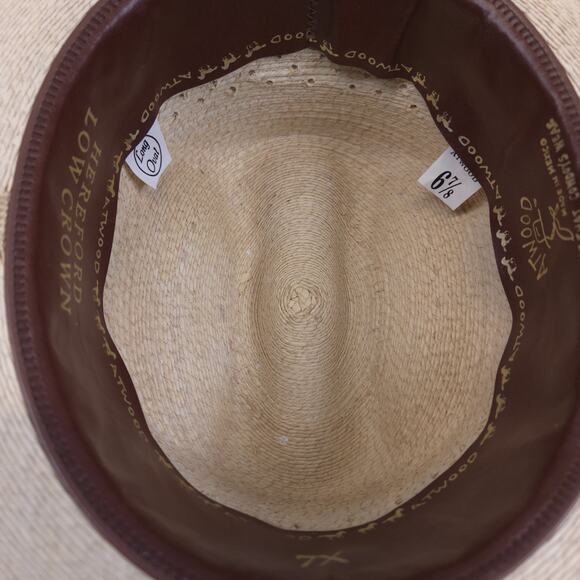 Atwood Made in Mexico Hereford Low Crown Long Oval Palm Leaf Cowboy Hat - 6 7/8 - Picture 2 of 9